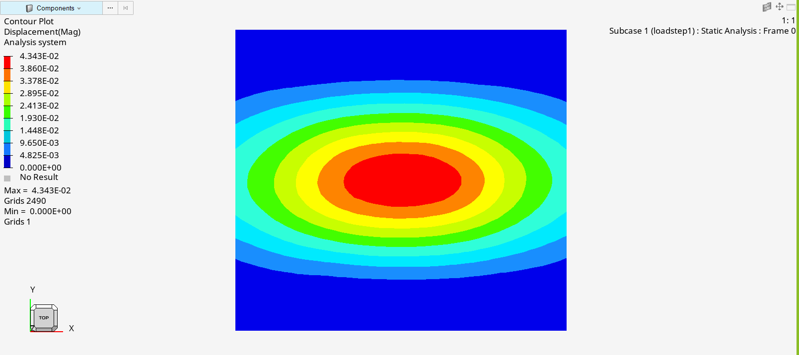 Final optimized plate displacement plot
